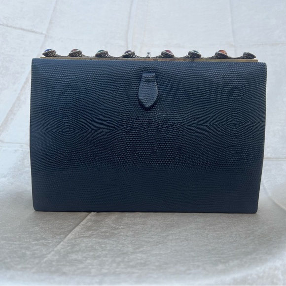 Vintage 1960s Black Leather Clutch
